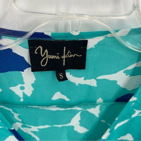 Yumi Kim Women Lizzie Blouse Top 3/4 Sleeve Green/Blue/White Size Small V Neck - Picture 5 of 10
